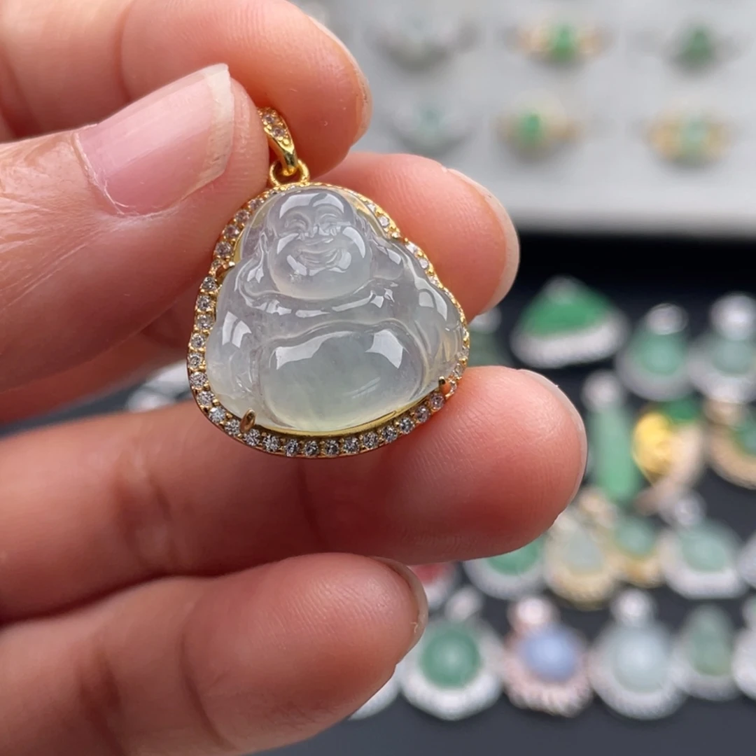 梦***回翡翠银S925镶嵌吊坠(不含链)