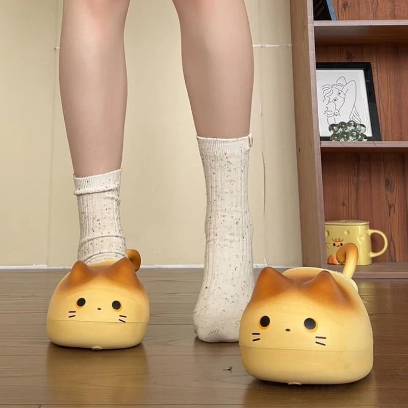 德国猫猫棉拖鞋女包跟防水防滑室内家居宿舍厚底毛绒拖鞋防臭外穿