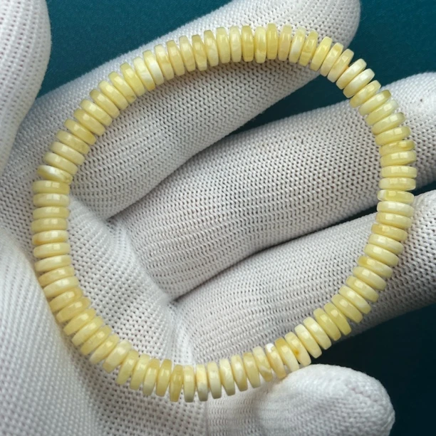 R3192天然原矿俄料蜜蜡药片手串6.1mm支持复检