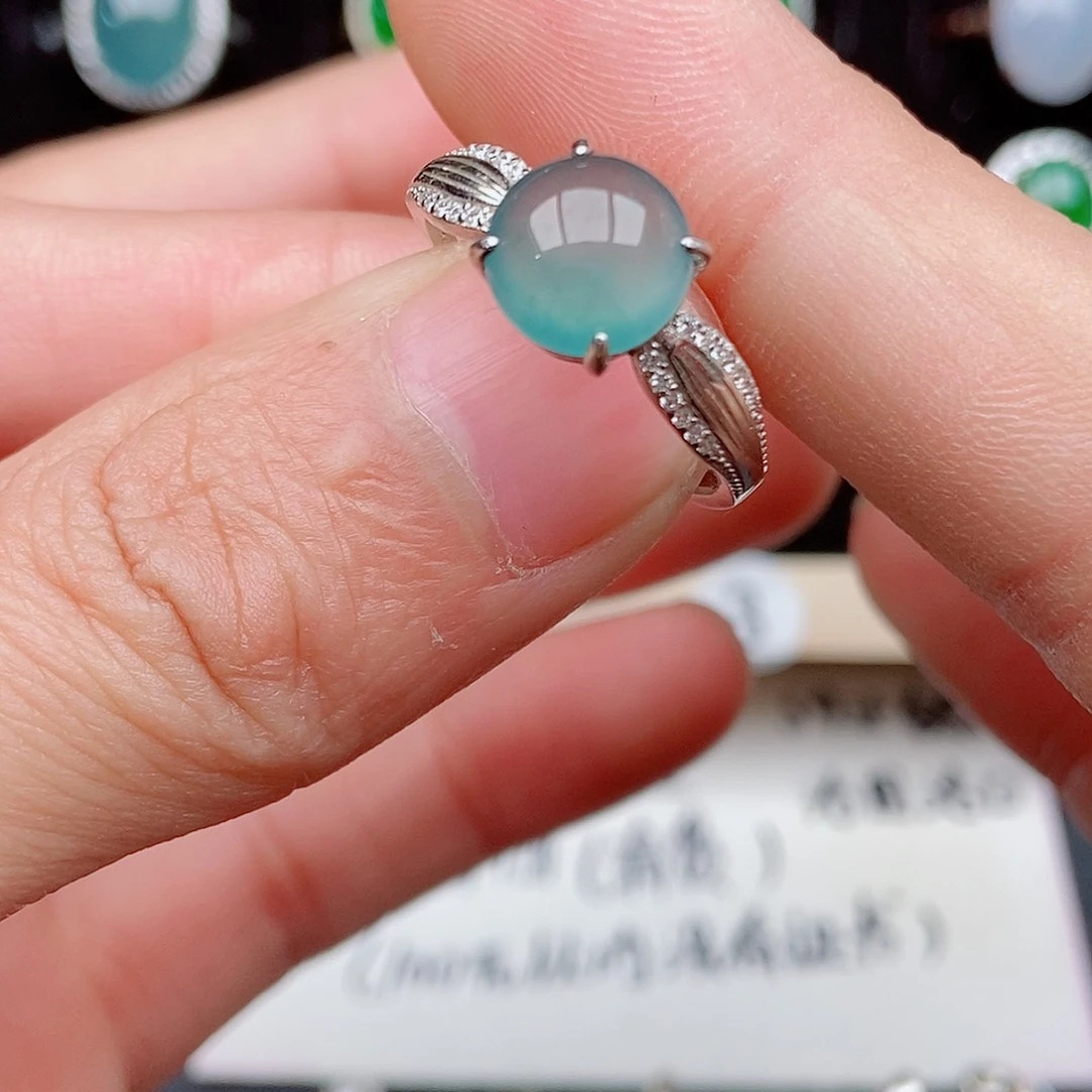 翡翠戒指银S925镶嵌8905348525