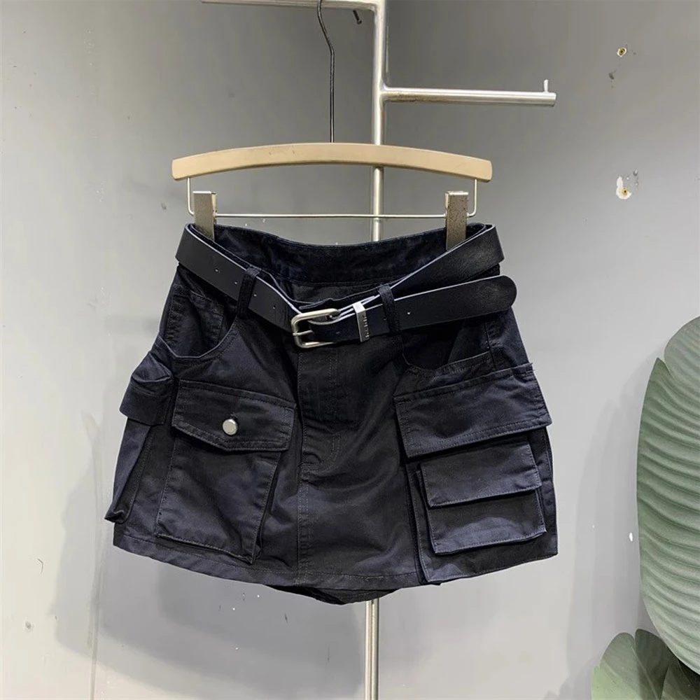 黑色工装休闲牛仔短裙女夏季新款洋气减龄百搭显瘦防走光半身裙