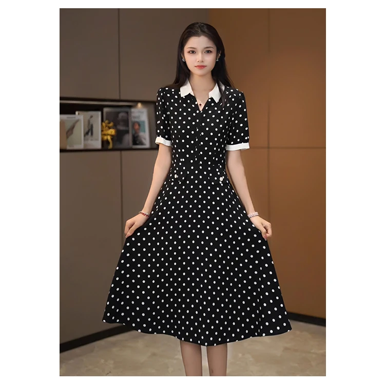 【咔尔丽丝】夏季高端大码显瘦1849气质时尚百搭女装黑色连衣裙长裙