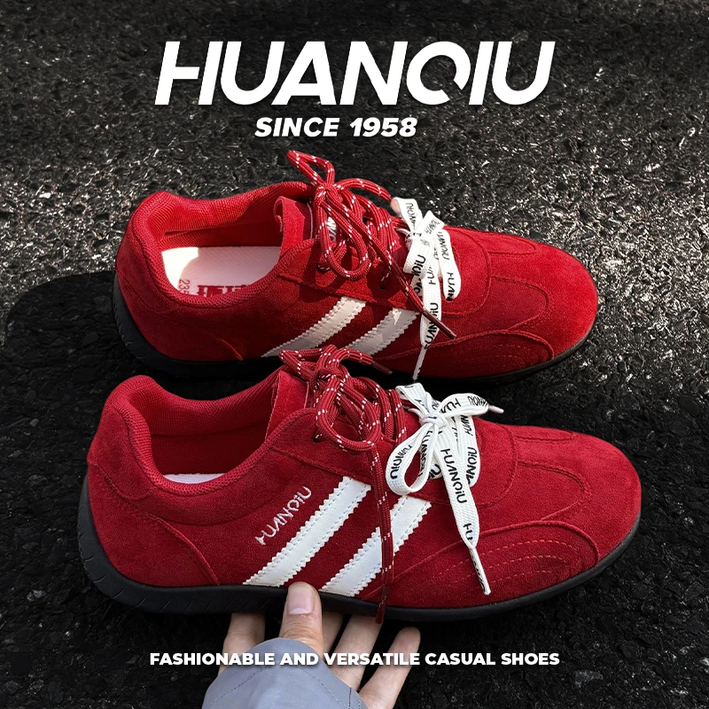 环球情侣板鞋子女款2025新款秋季增高德训鞋百搭复古休闲赛车鞋