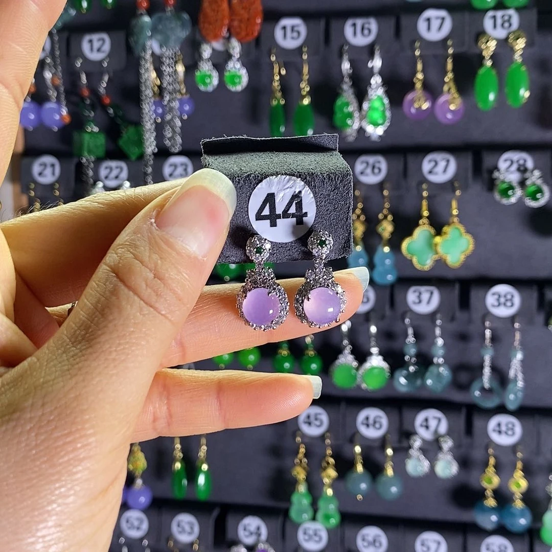 银S925镶嵌翡翠耳饰44