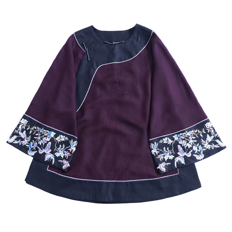 「花间司使」丽古龙复古国风手工原创设计百搭刺绣国潮女装汉服上衣