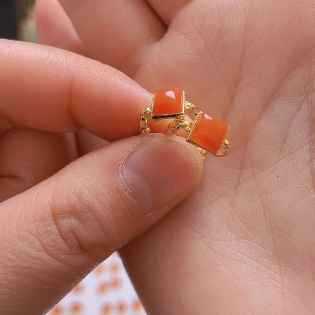 和田玉耳饰银S925镀金镶嵌