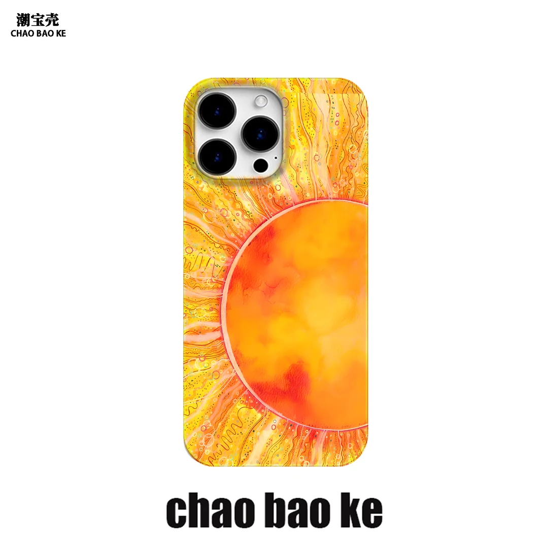 艺术油画太阳适用于苹果16promax手机壳iphone15pro小众14/13/12p