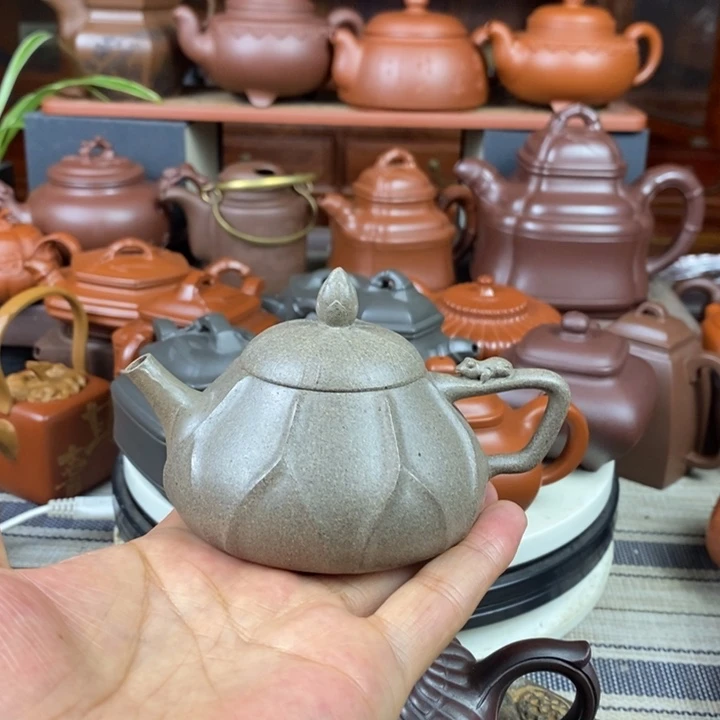 茶壶紫砂莲瓢130CC原矿蟹壳青紫砂双十一特价