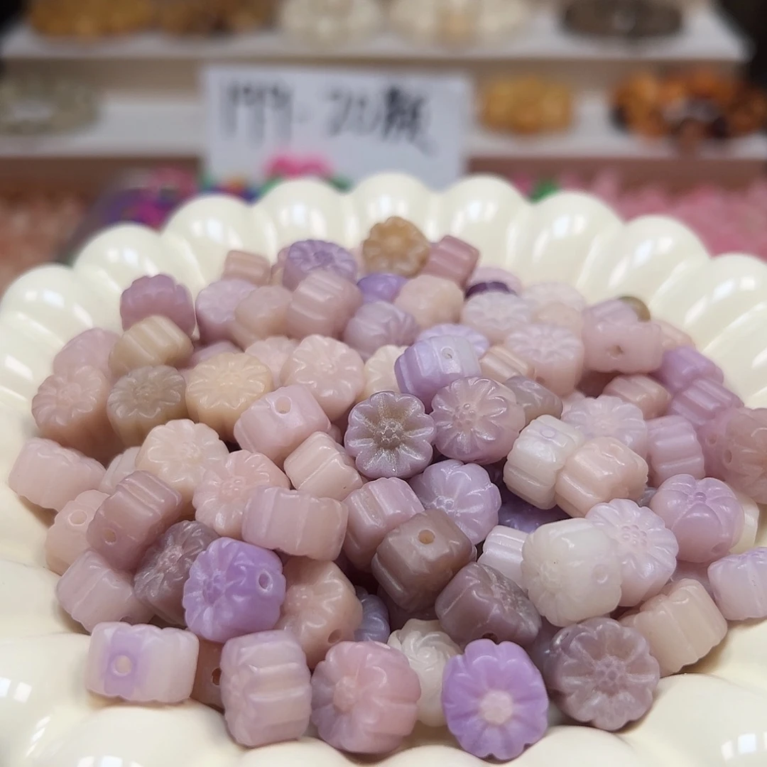 手串菩提根/象牙果微瑕卡12紫色橘花20颗