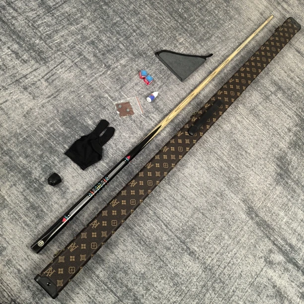 实木台球厅台球杆斯诺克小头中式黑八手工杆一体通杆盒公杆会员杆