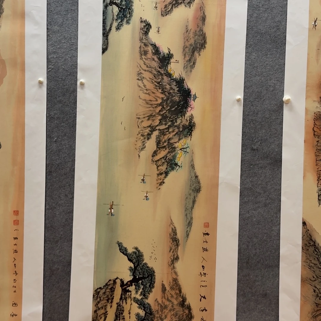 国画刘儒樵六尺对开作品山水