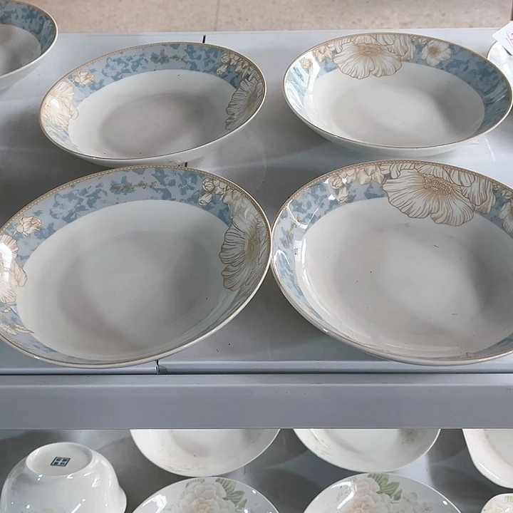 碗时光美好八寸深盘四个，直径20.5厘米