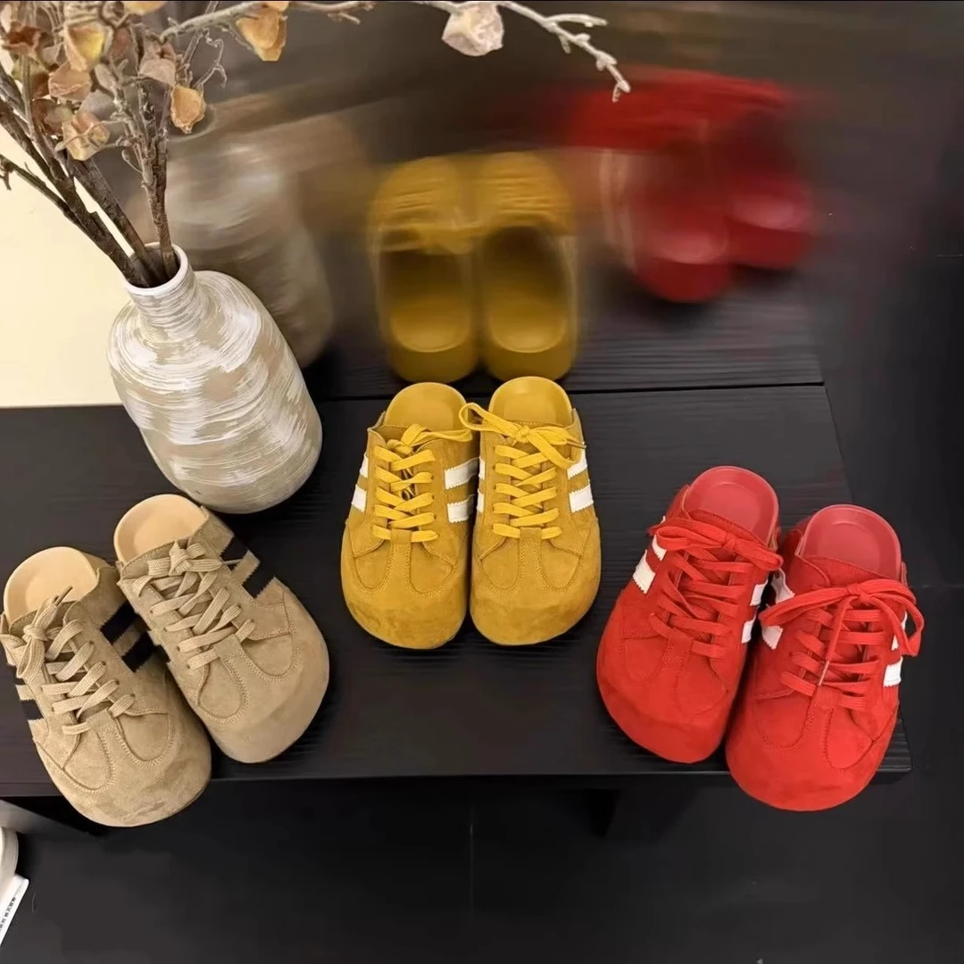 2025春夏季新款包头半拖鞋懒人一脚蹬德训鞋