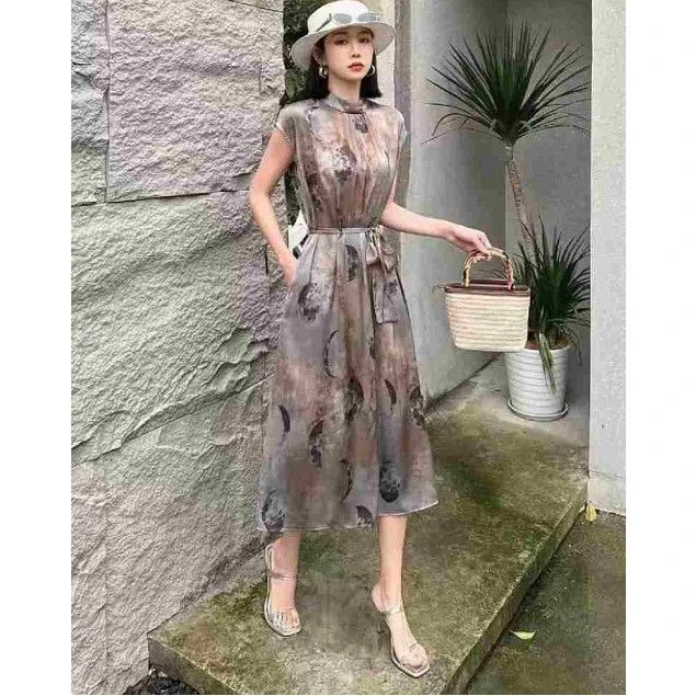 【格一专属】收腰新款气质时尚夏季2025连衣裙显瘦印花减龄裙子