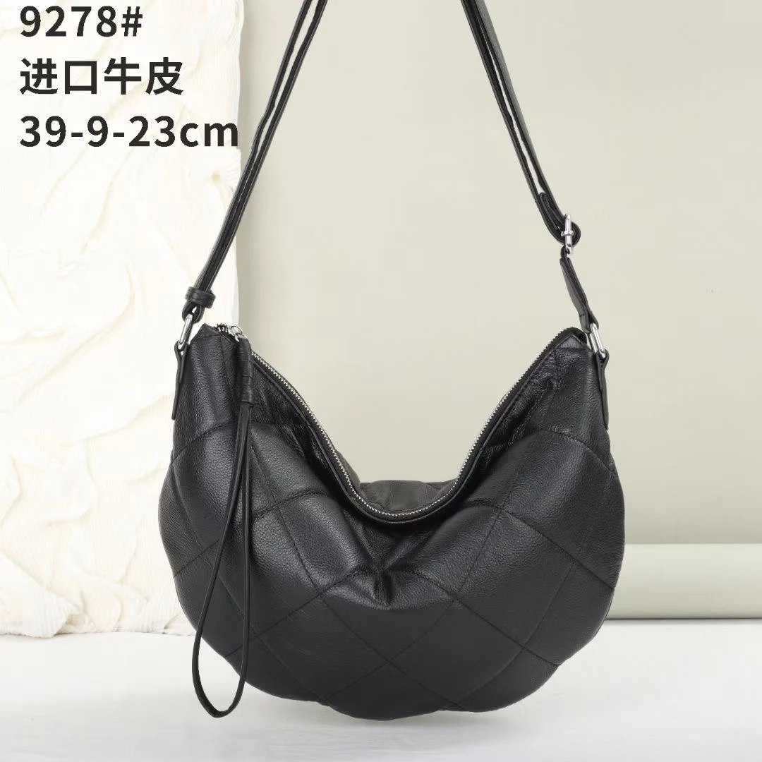 9278#女士进口头层牛皮斜挎包