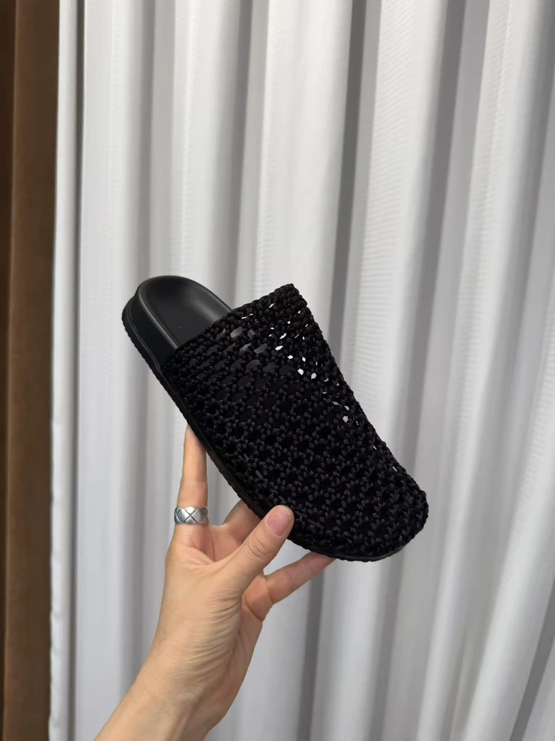 新款时尚休闲编织包头半拖透气小众凉拖鞋028镂空半拖
