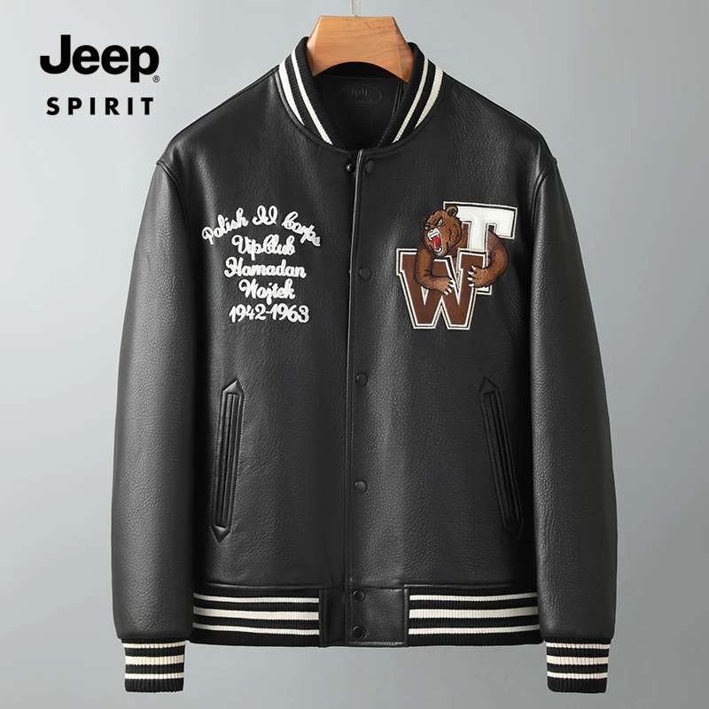 JEEP SPIRIT 秋冬男士新款绵羊皮真皮皮衣高档时尚潮流简约皮夹克