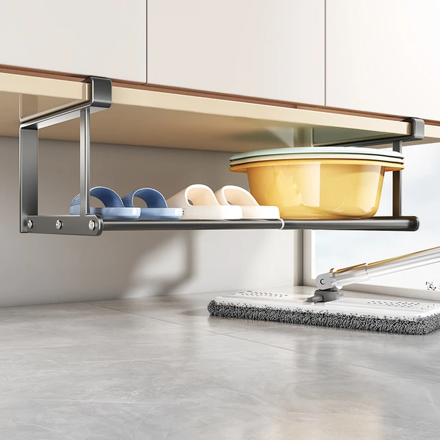 悬挂脸盆收纳架盆子浴室柜下卫生间置物架挂钩免打孔伸缩挂盆神器