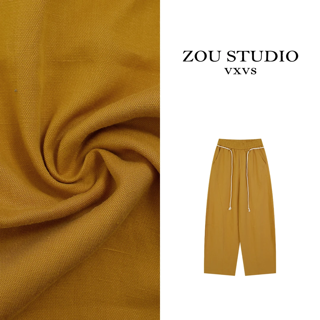 ZOU STUDIO【VXVS】 亮色亚麻弯刀裤  夏款麻料凉感纯色休闲裤51769