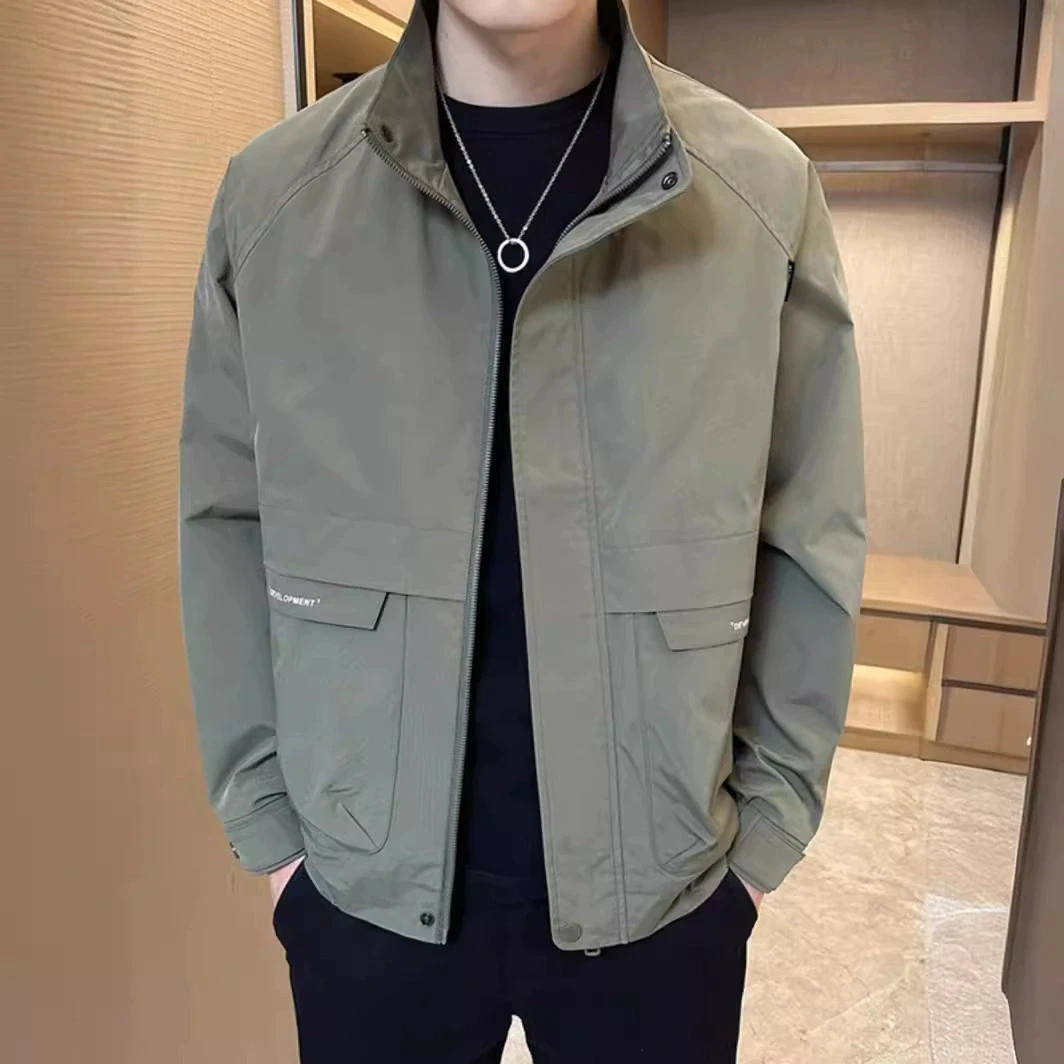 立领男士外套春秋2025年新款男装痞帅韩版休闲百搭工装男夹克外套