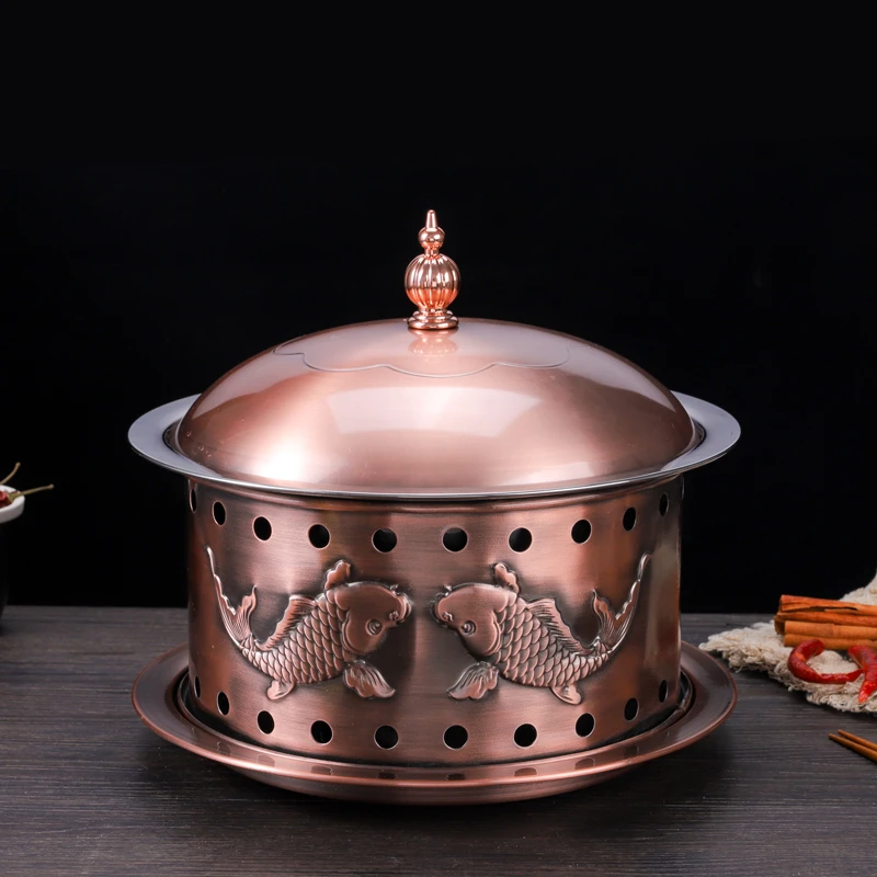 中式复古加厚不锈钢酒精干锅保温汤炉饭店商用干锅酒精炉锅具套装