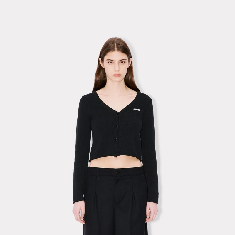 KENZO 25秋冬新品 女士短款版型简约V领针织开衫