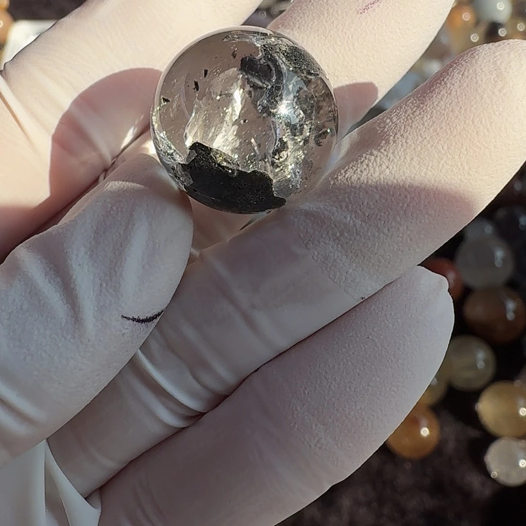 汤***麻水晶未镶嵌珠宝半成品流砂17.7mm定制不退换
