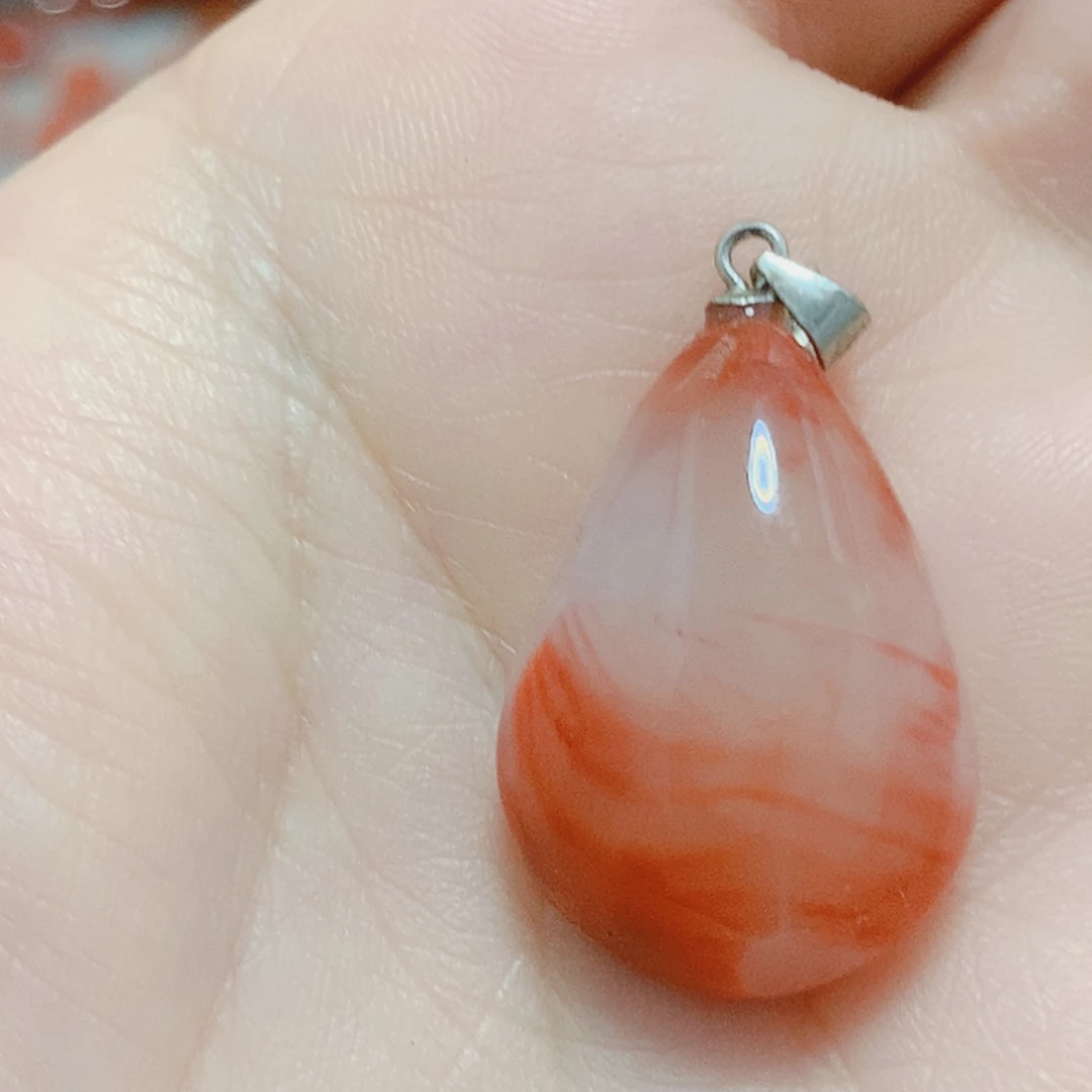 南红玛瑙银S925镶嵌吊坠(不含链)