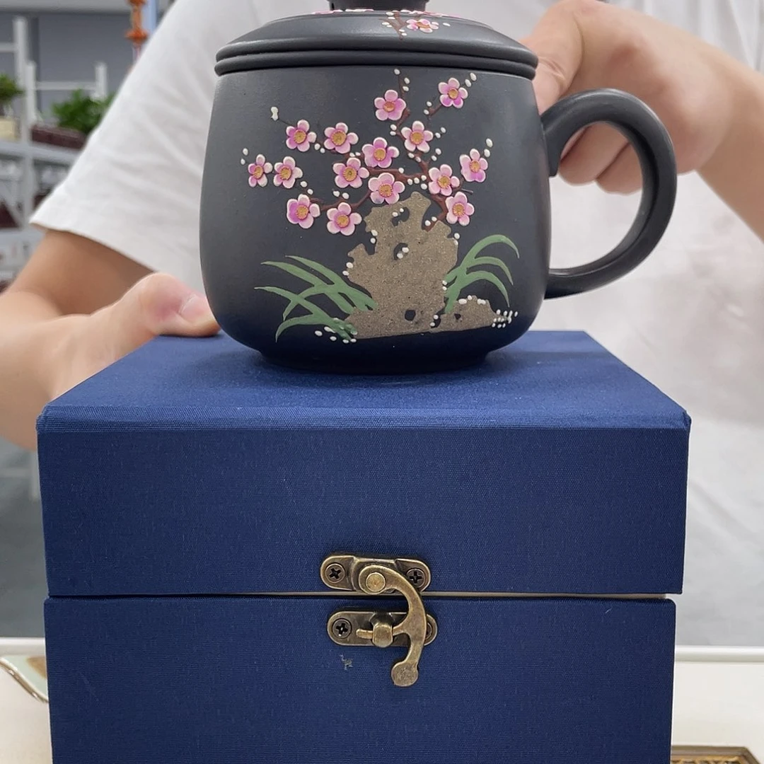 茶杯紫砂梅花太湖石幻彩