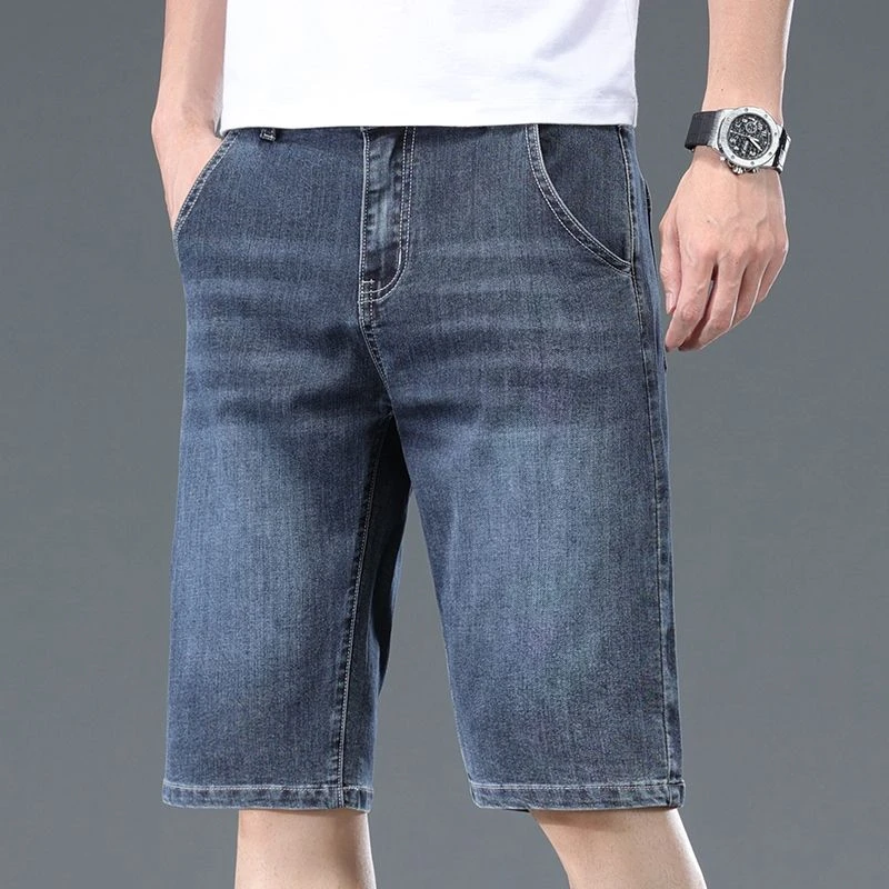 超薄牛仔短裤2025夏季男款冰丝高档宽松弹力潮流百搭五分中裤7620
