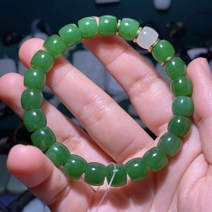 和田玉手链未镶嵌碧玉直切手串