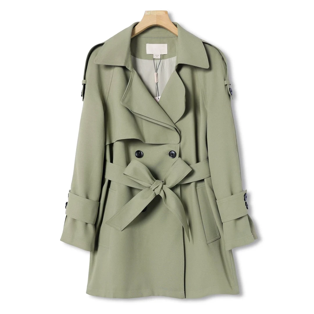 2025新款气质短款纯色时尚风衣