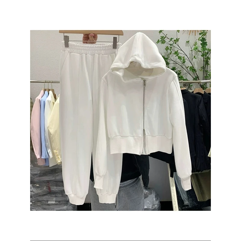 7433  S24运动服两件套女春秋新款宽松拉链连帽卫衣卫裤休闲套装