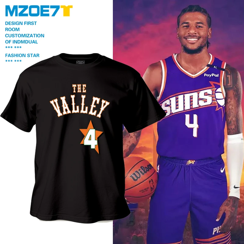 【劳尔精选】4号杰伦格林太阳队美式城市版休闲T恤短袖篮球太阳队服