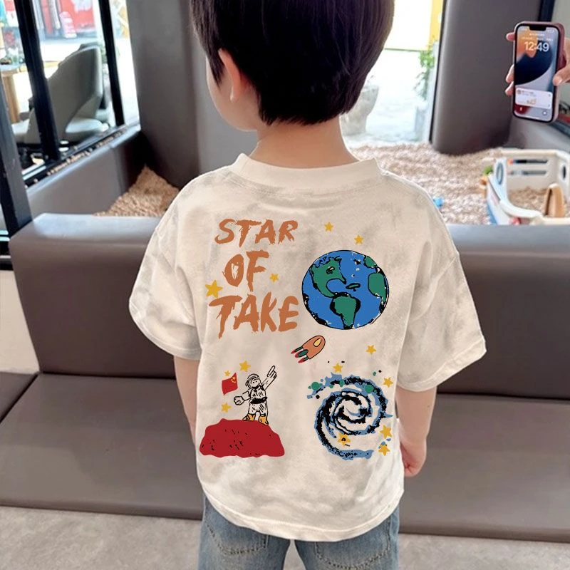 纯棉男童夏季短袖T恤童装新款韩版潮流中小童宝宝儿童圆领上衣潮