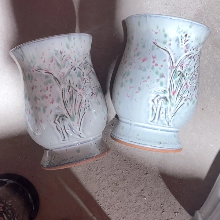 紫砂花盆口径14高度20两只正品