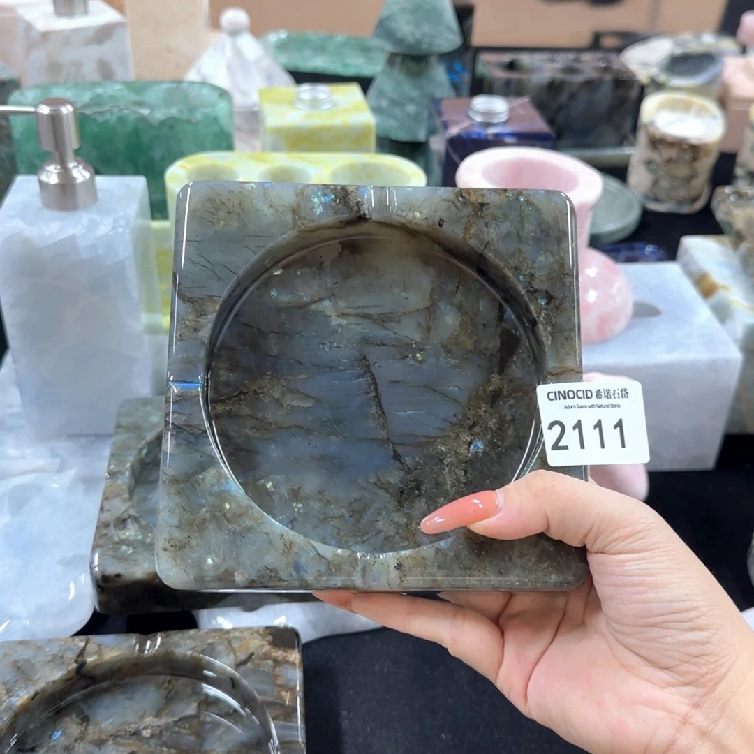 石材逆*长蓝翡翠烟灰缸2111