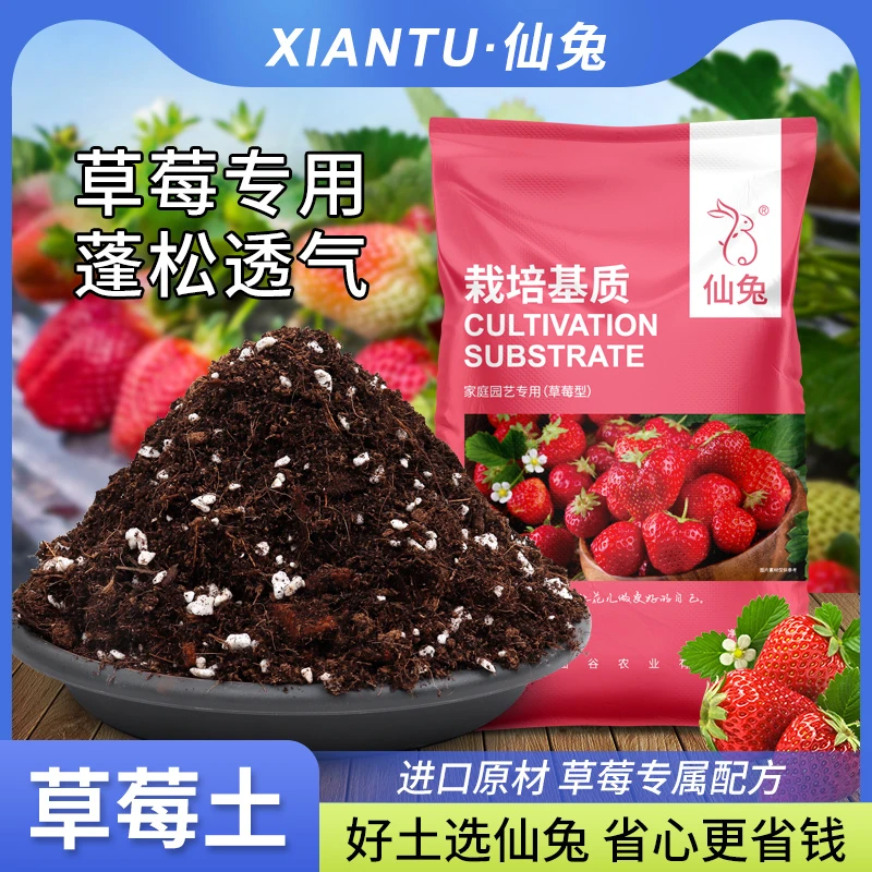 仙兔草莓专用营养土基质批发土壤种植土蓬松花土泥炭土颗粒园艺