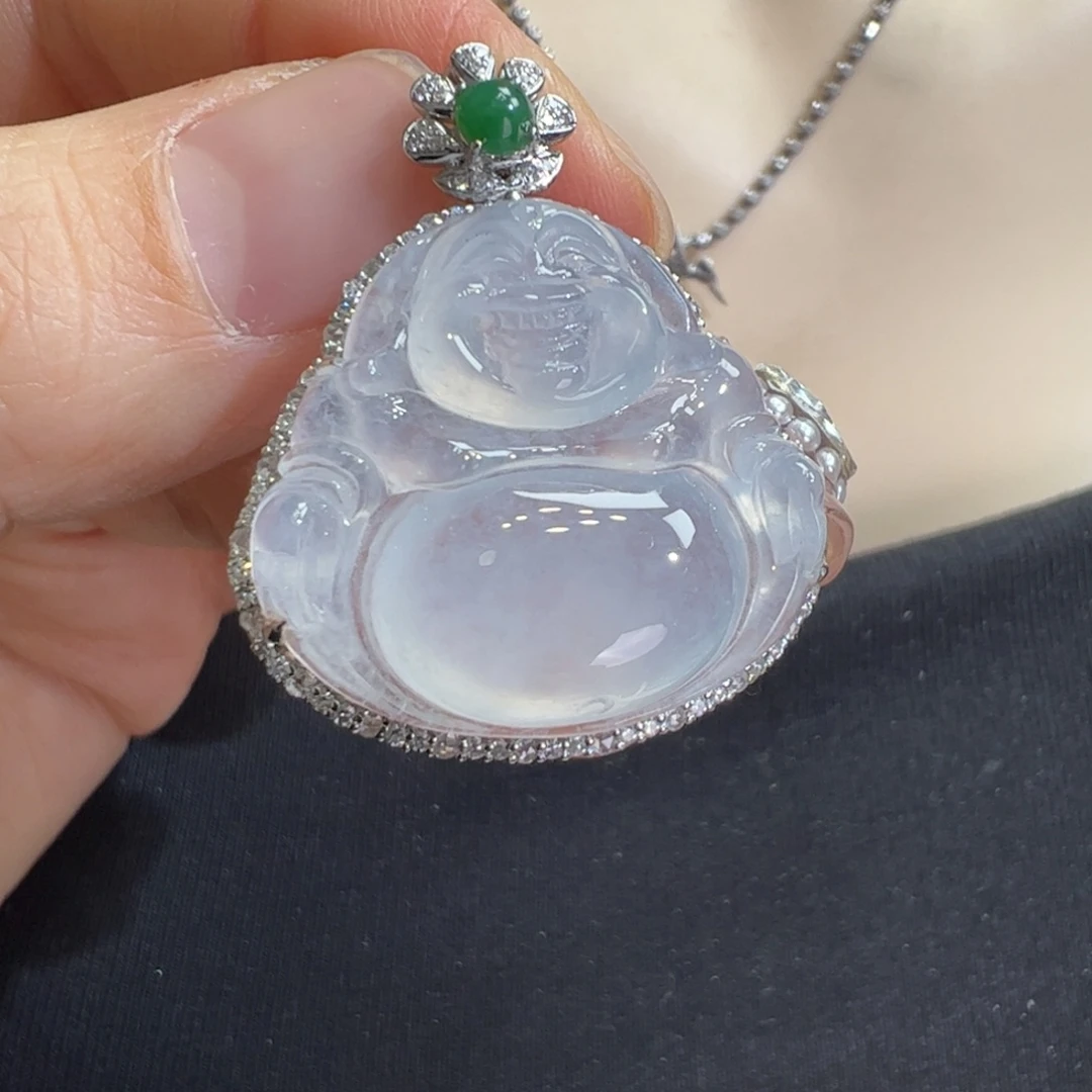 翡翠吊坠(不含链)18K金镶嵌