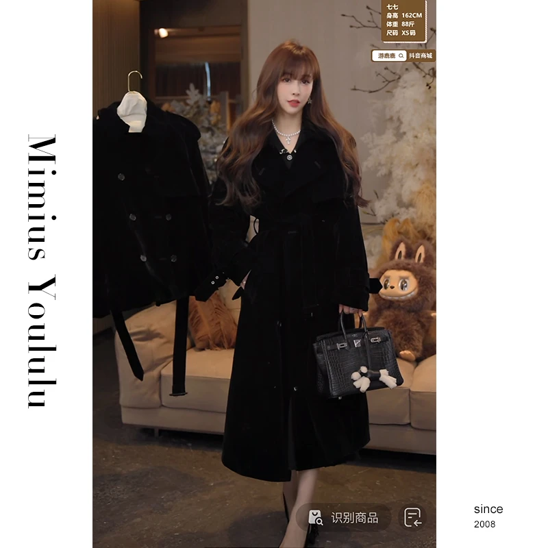 【mimius】&喵喵 大女主气质～复古高级感丝绒加厚大衣 F11252