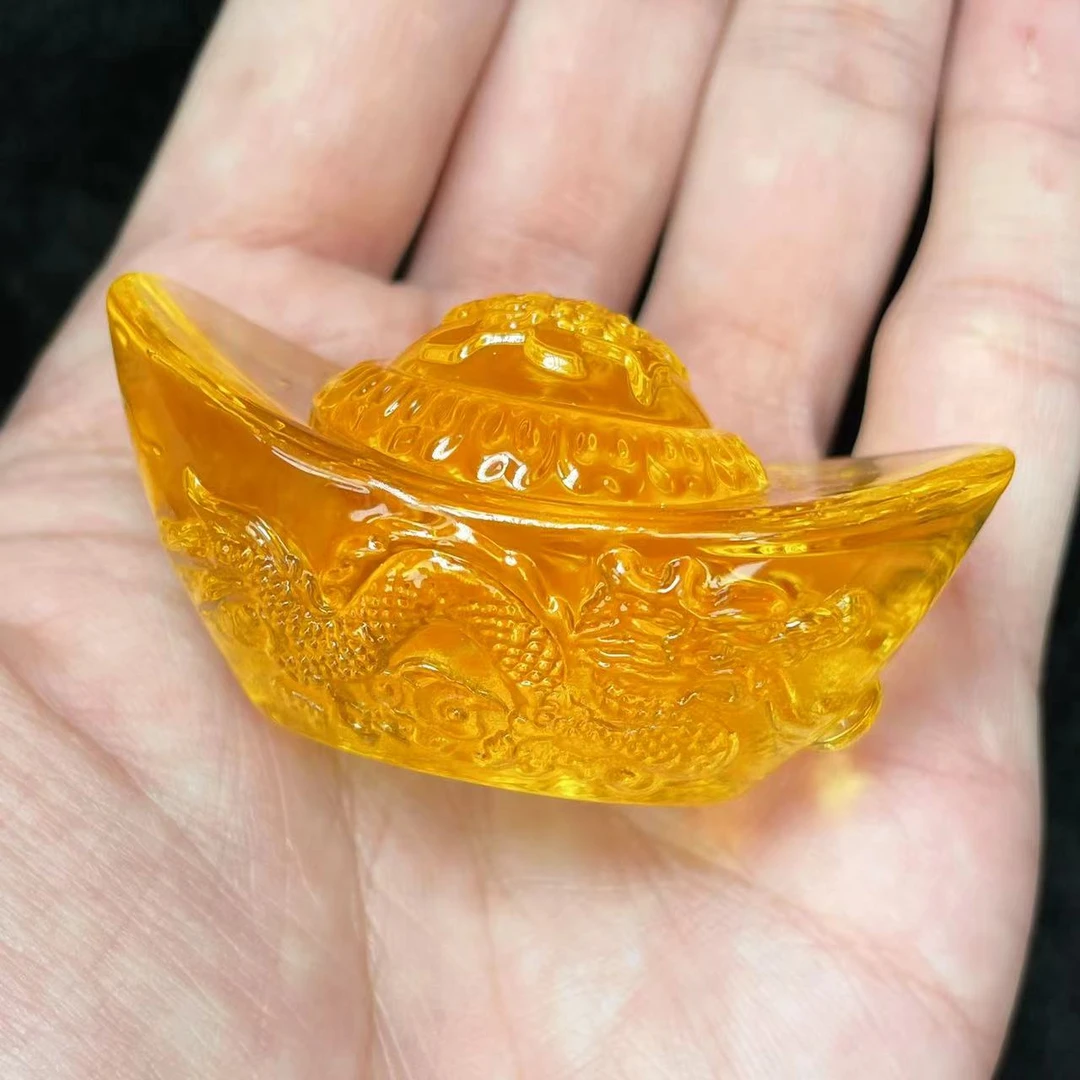 菲菲珠宝好+琉璃元宝约58*36mm摆件