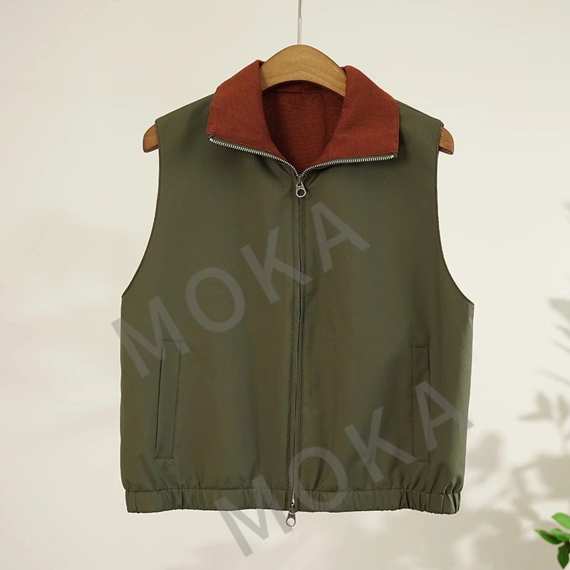 100%羊毛进口面料两面穿防风防水立领拉链背心（241281）2357