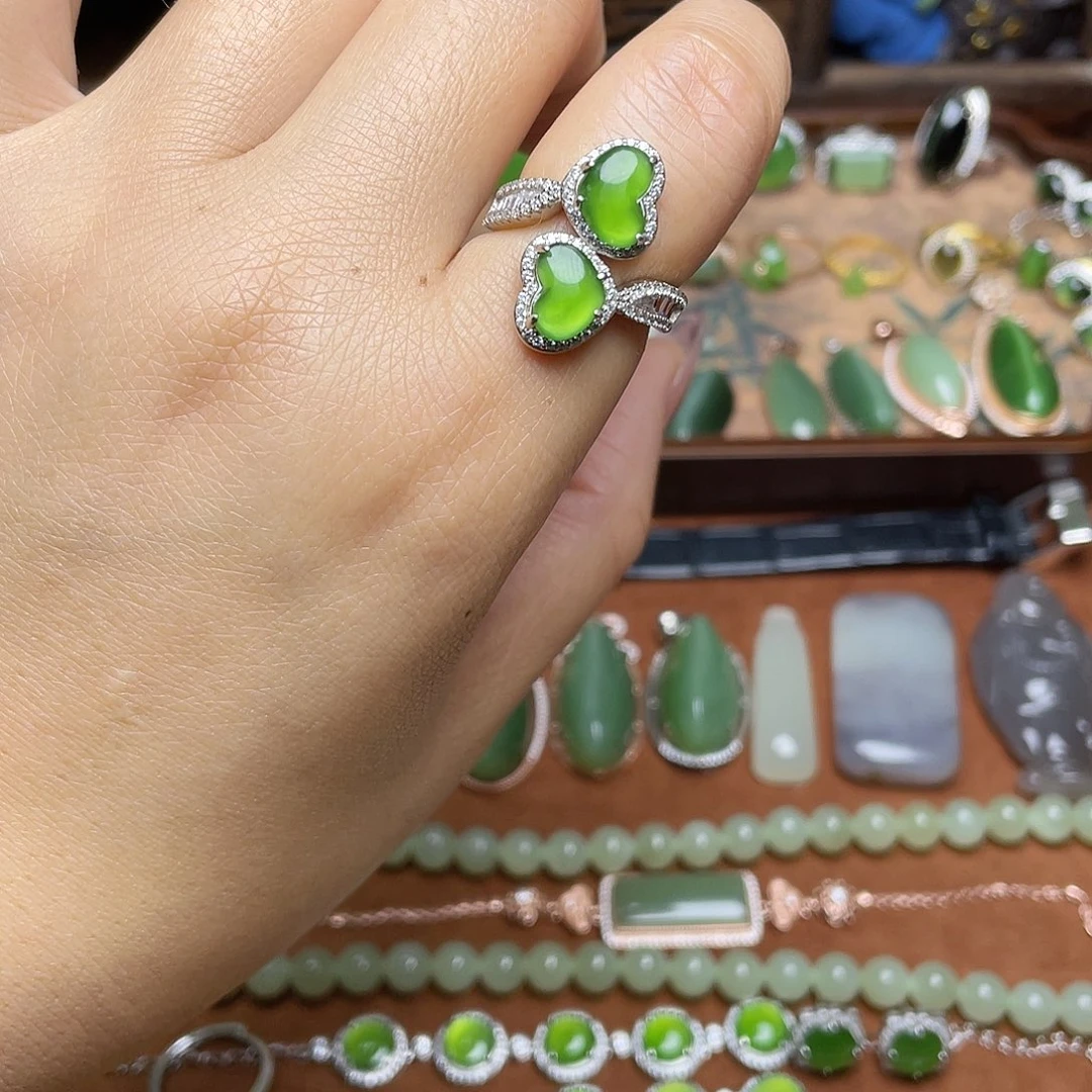 和田玉（碧玉）银S925镶嵌吊坠(不含链)298