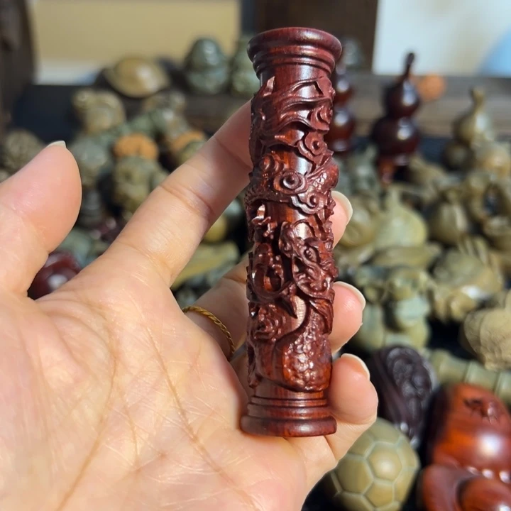 把件小叶紫檀盘龙柱