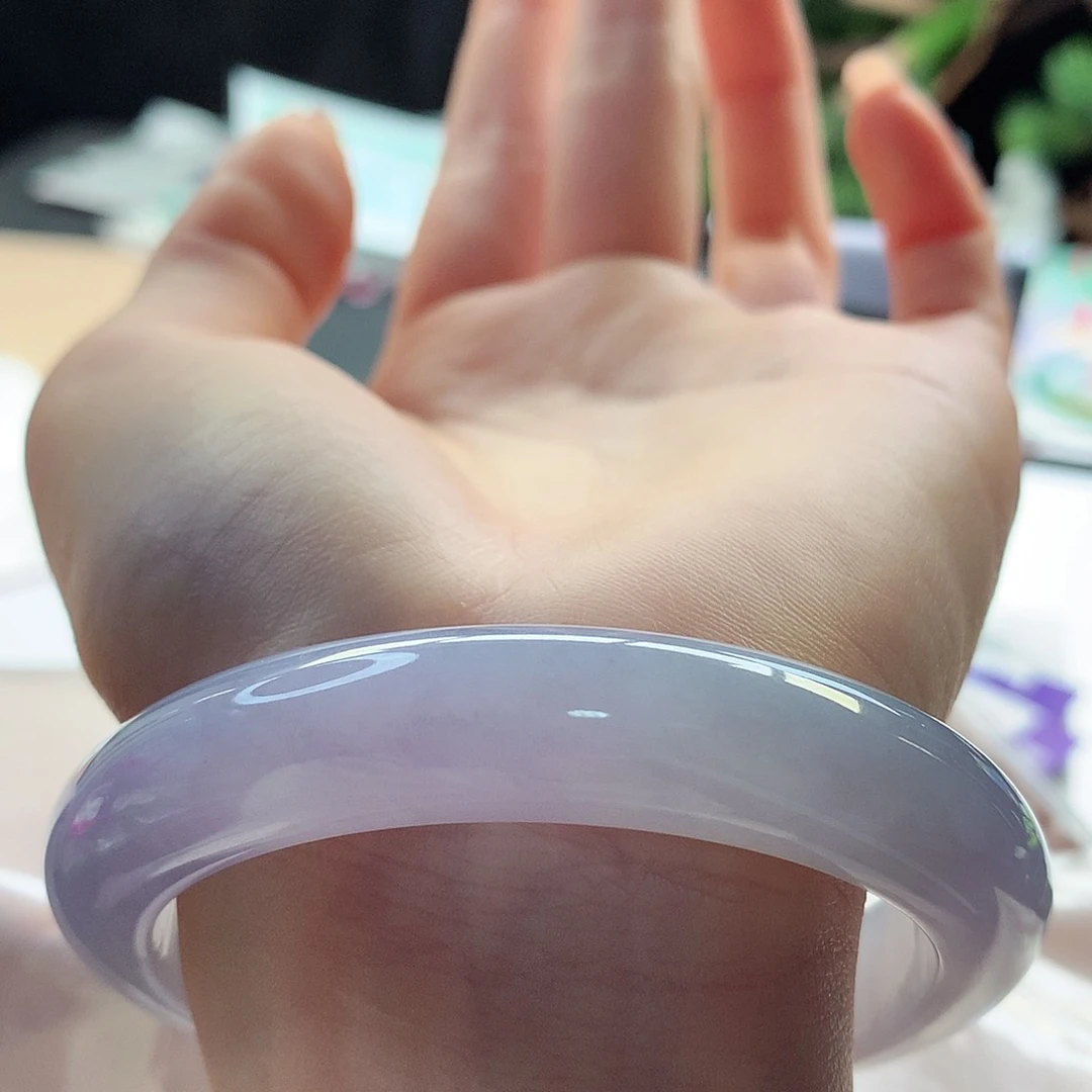 翡翠手镯未镶嵌天然翡翠57-58茄子紫紫水紫罗兰