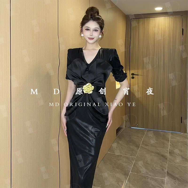 【MD设计师品牌】夏季气质时尚百搭性感长款显瘦轻奢女装连衣裙