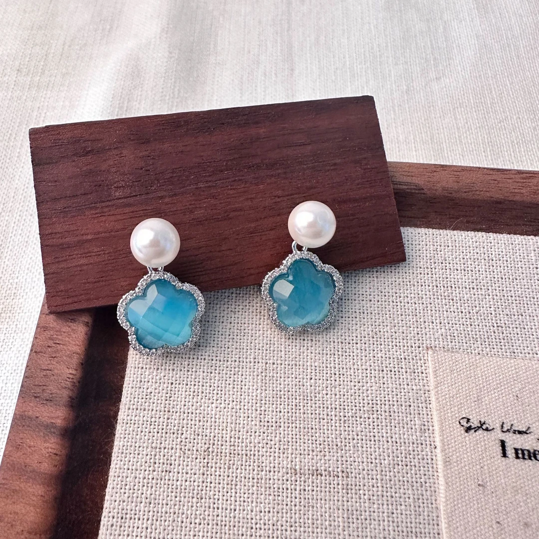 铜合金耳饰 蓝色时尚清新甜美精致小巧ins简约设计感气质百搭