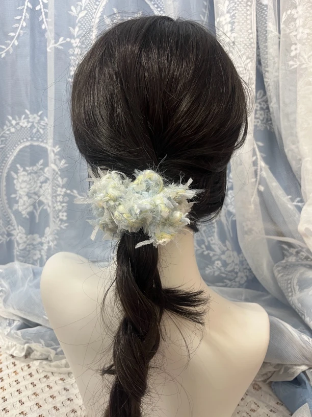 《青柠》蓝色系混线手工发圈抓夹夹子