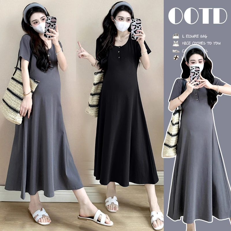 【安安】2025新款孕妇夏装连衣裙纯棉宽松显瘦夏款长款裙子