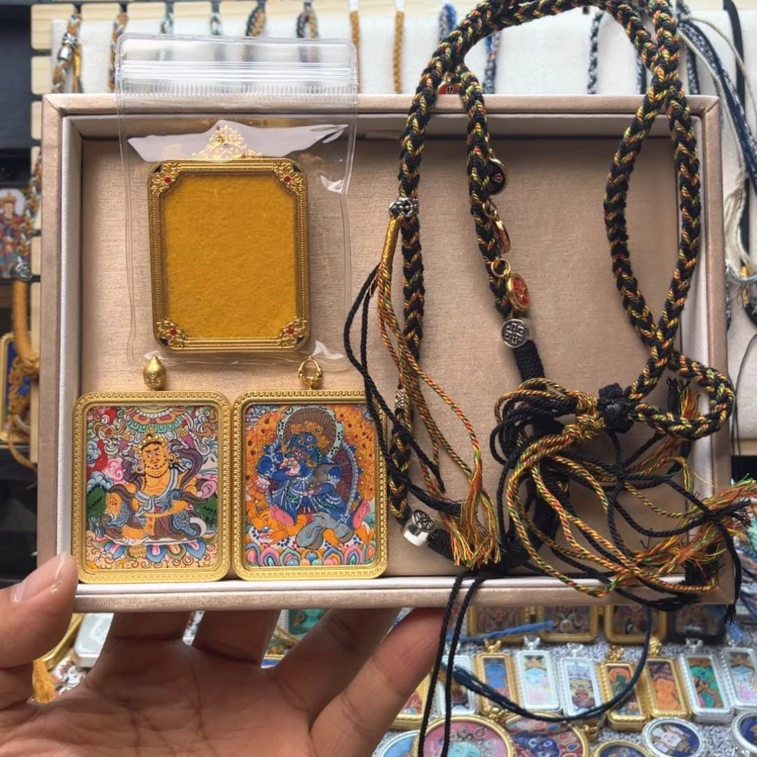 吊坠纯手绘黄财黑财